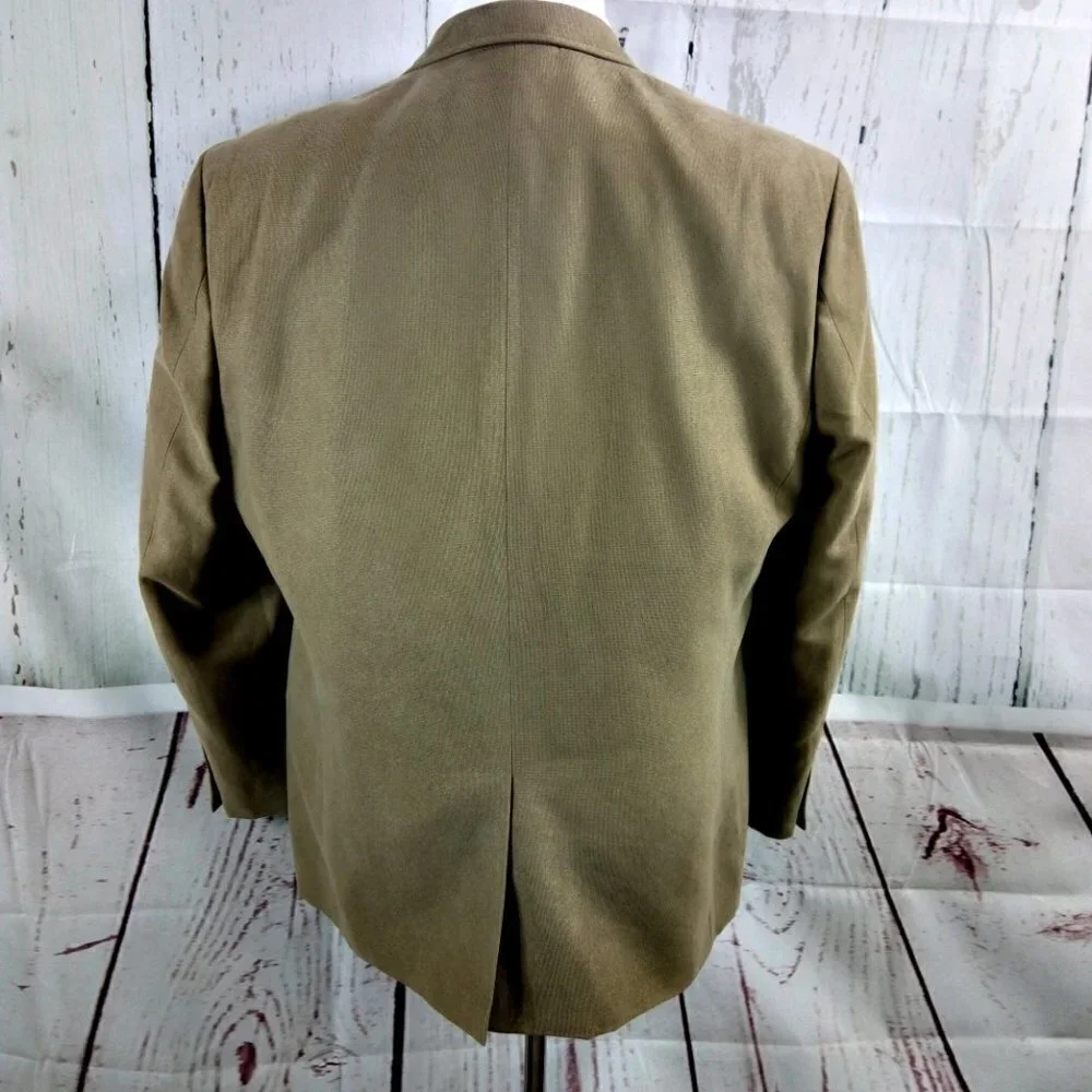 Chaps 44R 2 Button Tan Beige Birdseye Suit Blazer Sports Coat